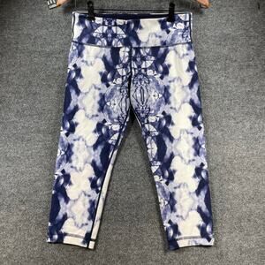 Lululemon Cropped Leggings Women's 8 (28X20.5) Blue/White Tie Dye Stretch Gym